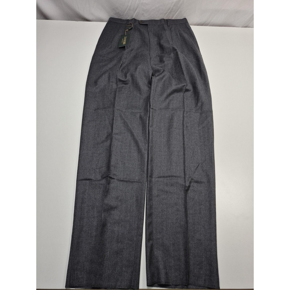 Zanieri Dress Pants Mens 36x36 Gray Wool Pleated Straight Super 100s Italy NWT